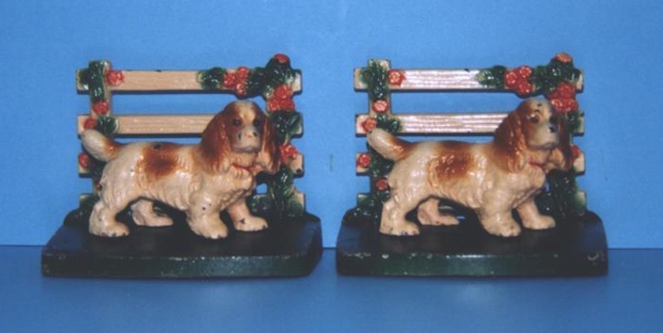 Cocker Spaniel by Fence Bookends