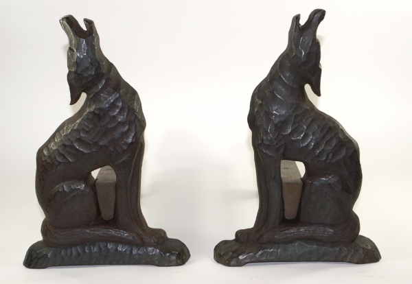 Howling Wolf Andirons