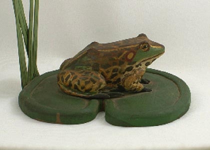 Frog on Lily Pad Wood Carving