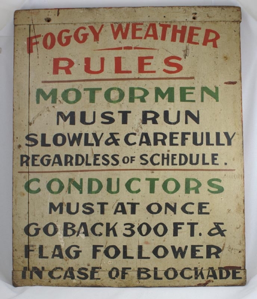 Antique Wooden Trolley Train Sign