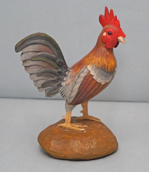 Rooster on Base Carving by Frank Finney