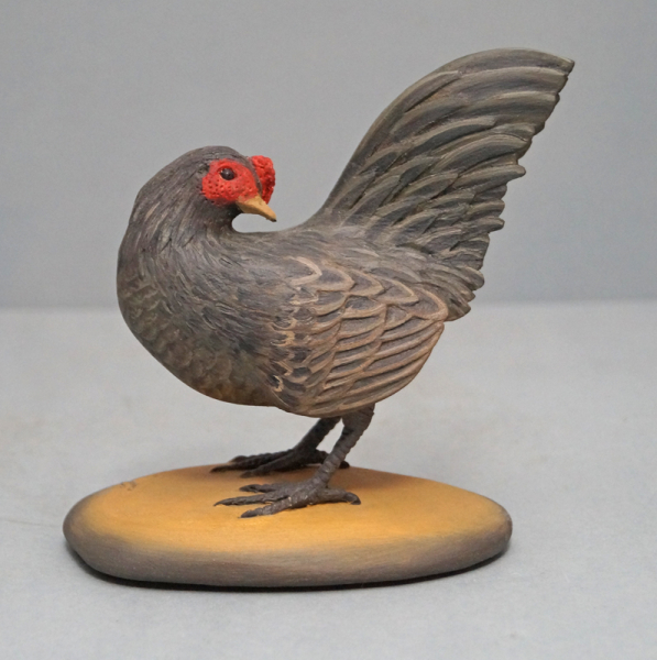 Hen Chicken Wood Carving by Frank Finney