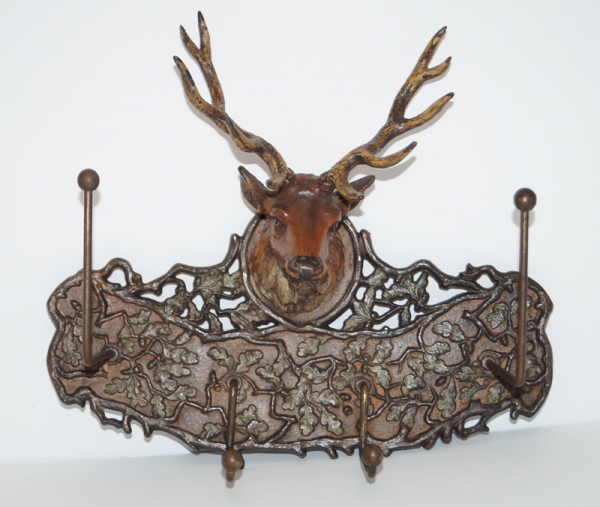 Antique Elk Cast Iron Hat Rack 