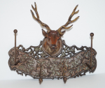Click to view Antique Elk Cast Iron Hat Rack  photos