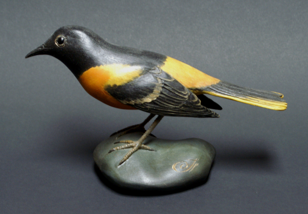 Balitmore Oriole Wood Carving by Frank Finney