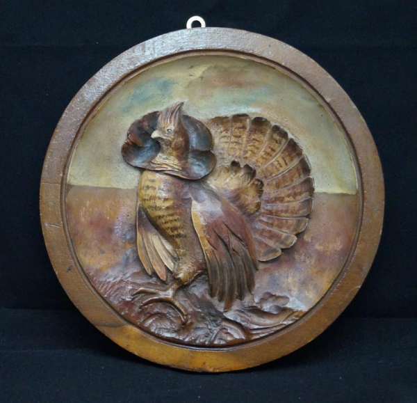 Ruffed Grouse Wood Carving Plaque