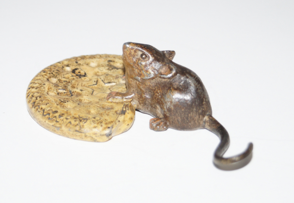 Mouse w/ Biscuit Cast Metal Paperweight