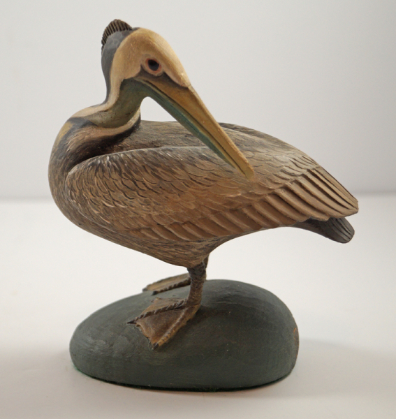 Pelican Bird Wood Carving by Frank Finney