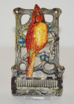 Click to view Antique Cardinal Bird Cast Iron Match Safe photos