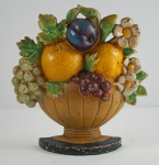 Click to view Antique Fruit Bowl Cast Iron Hubley Doorstop photos