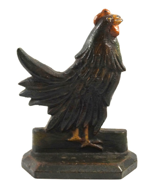 Antique Crowing Rooster Cast Iron Doorstop