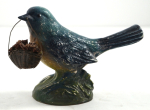 Click to view Vintage Blue Bird w/ Basket Chalk Figurine  photos