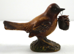 Click to view Vintage Wren Bird w/ Basket Chalk Figurine photos