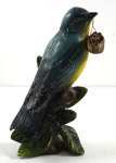 Click to view Vintage Blue Bird w/ Basket Chalk Figurine photos