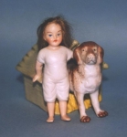 Click to view Child w/ Dog Standing by Doghouse Bank photos
