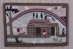 Click to view Antique Log Cabin Hooked Rug photos