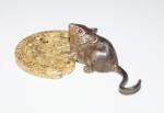 Click to view Mouse w/ Biscuit Cast Metal Paperweight photos