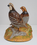 Click to view Antique Quail Cast Iron Hubley Doorstop  photos