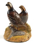 Click to view Antique Quail Bird Cast Iron Hubley Doorstop  photos
